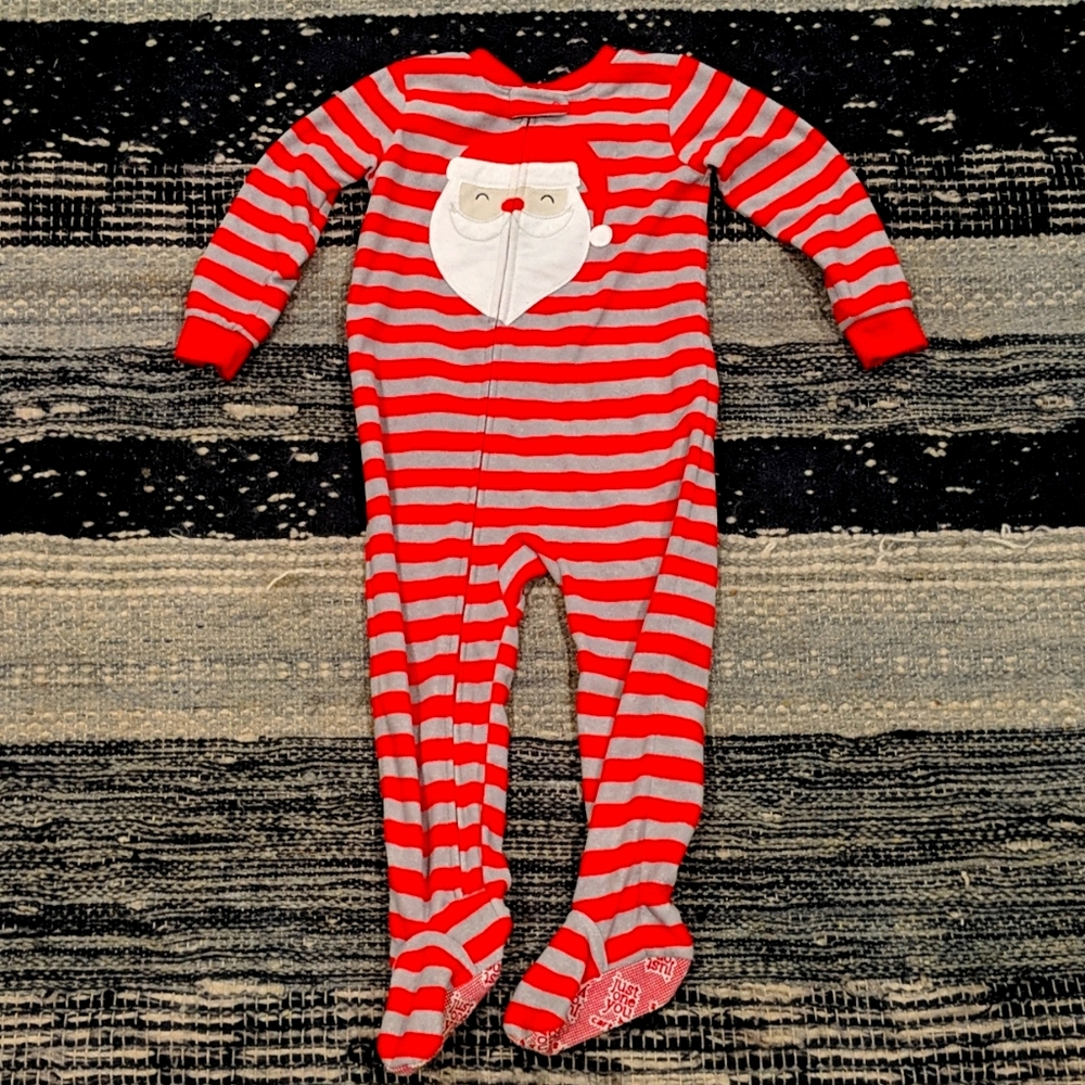 **5 for $25** Striped Santa Footie PJs